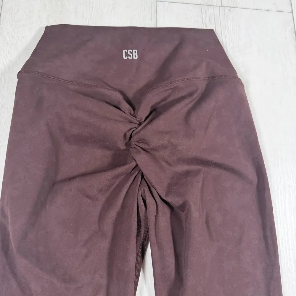 CSB Crop Shop Boutique Women's Medium Scrunch Leggings Blue Brown Lot Workout - Picture 10 of 15